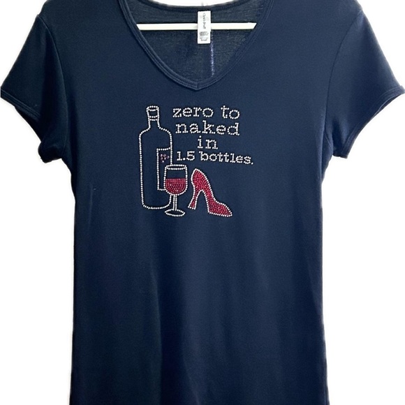 Chico's Black Short Sleeve Tee with Red Accents - Picture 1 of 1